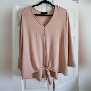 Fred David peach pink tie front sweater 3/4 length. Size 2X women's plus.